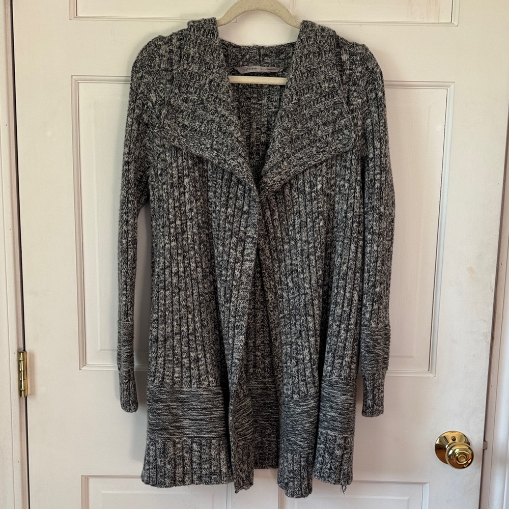 Athleta Charcoal Marled Gray Marino Extra Fine Wool Women's Heavyweight Cardigan - Picture 2 of 12